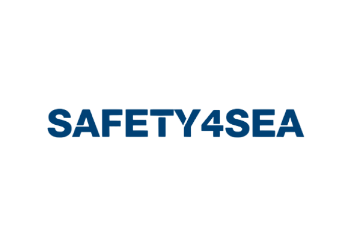 The image displays the text SAFETY4SEA in bold, blue capital letters on a plain light gray background.