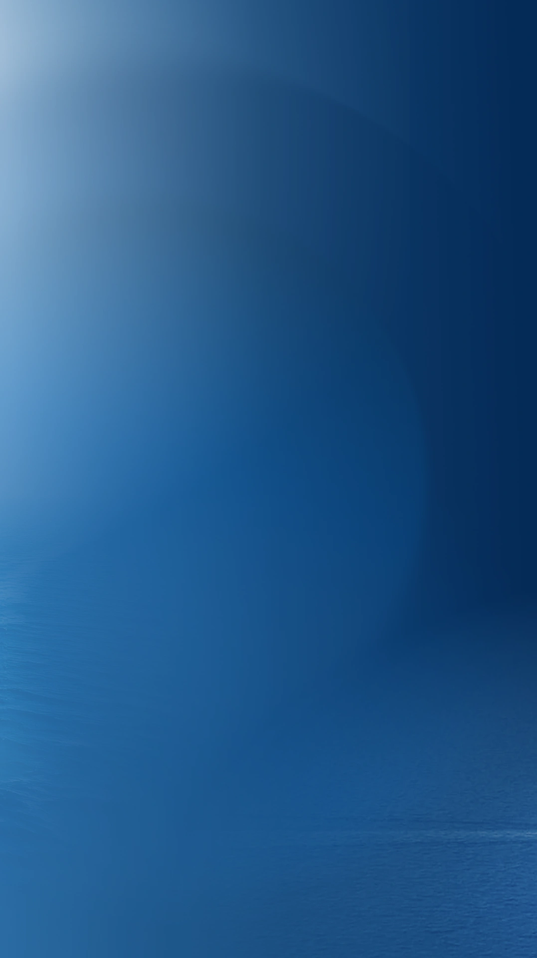 A serene blue gradient background fades from light at the top left to dark at the bottom right, with soft, subtle ripples and reflections creating a calm, peaceful atmosphere.